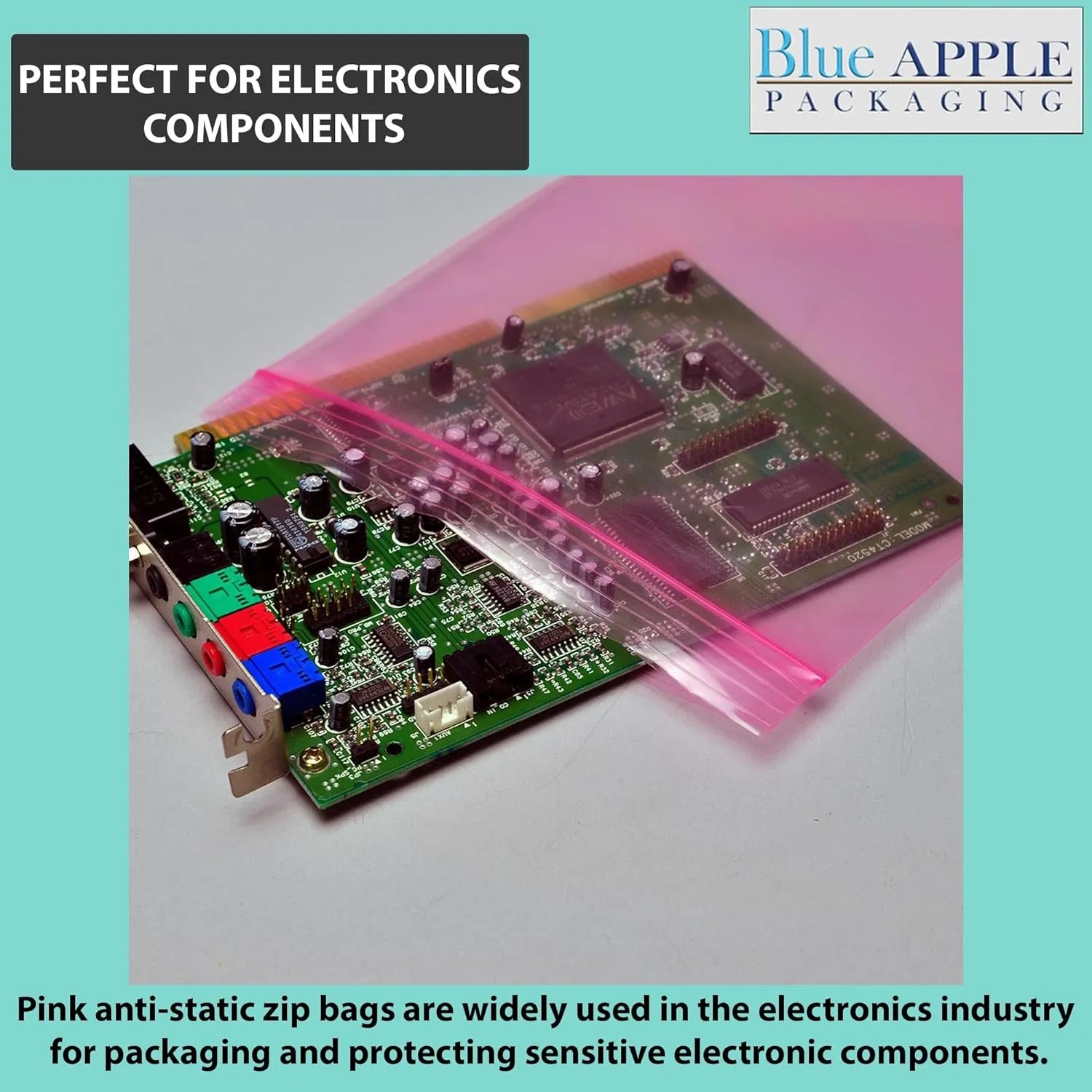 4X8 inches Pink Anti Static Zip Lock Bags 4 Mil