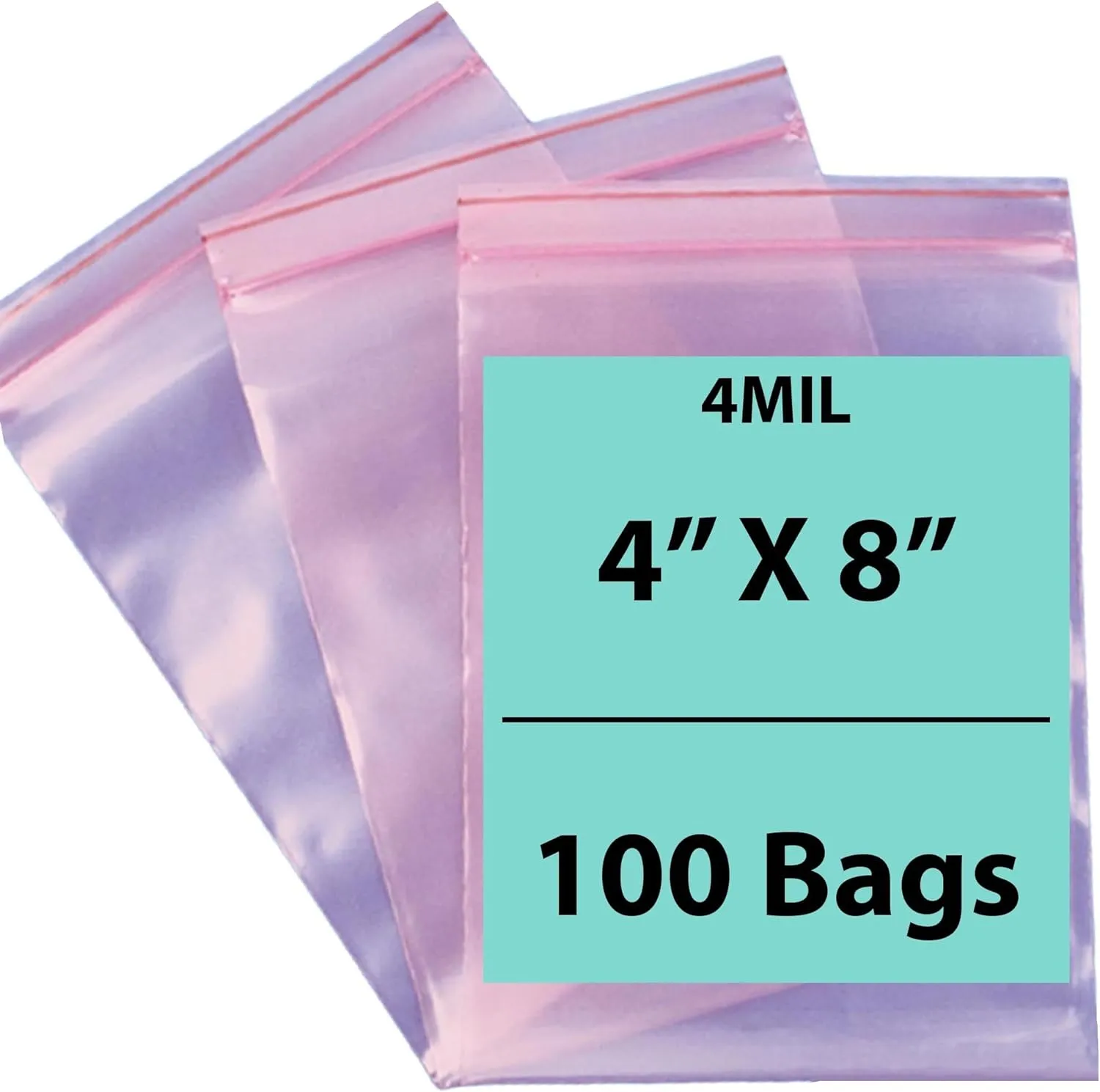 4X8 inches Pink Anti Static Zip Lock Bags 4 Mil