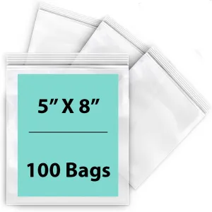 5X8 inches Reclosable Single Line Zipper Poly Bags 4 Mil (LDPE)