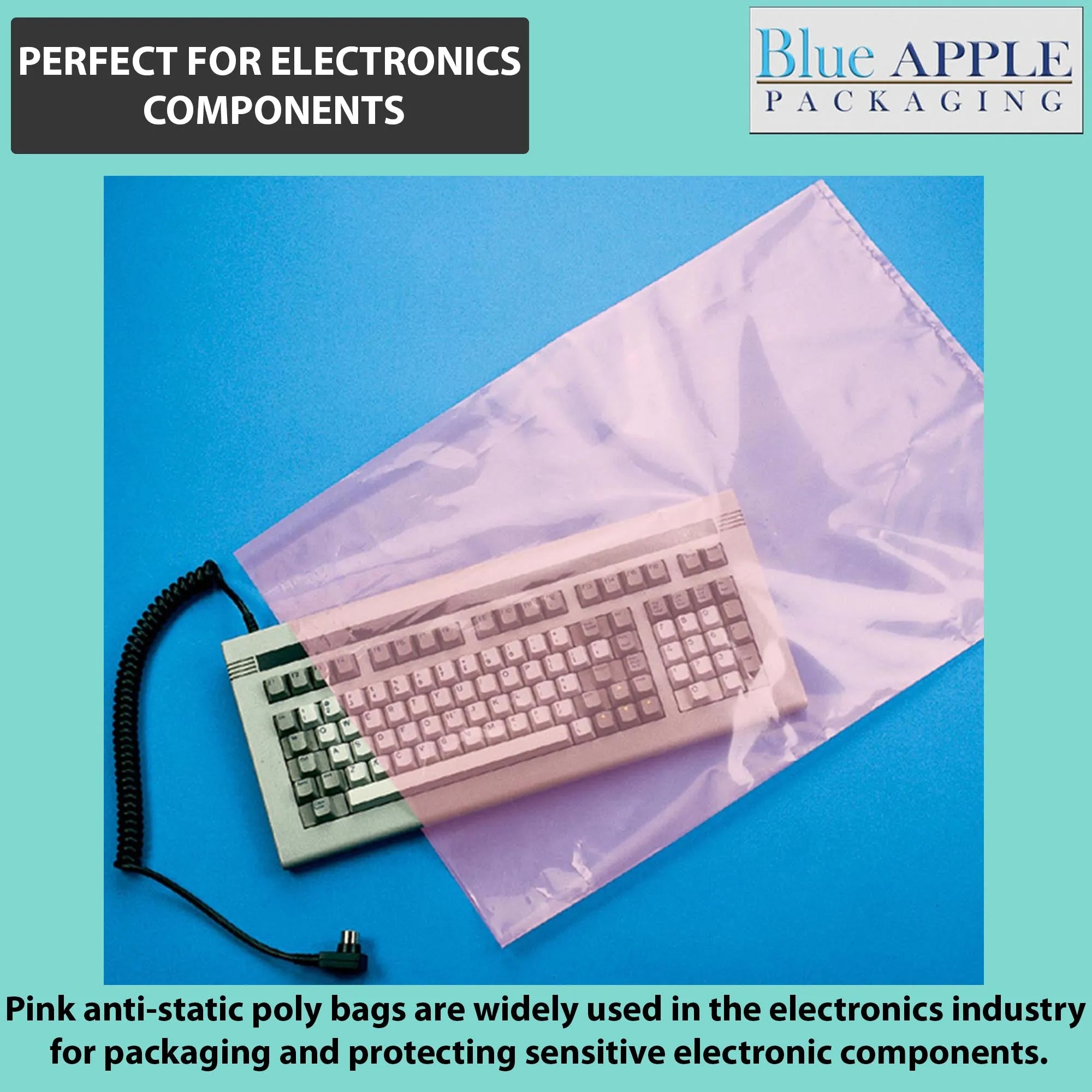6X12 inches Pink Anti Static Bags 6 Mil Flat