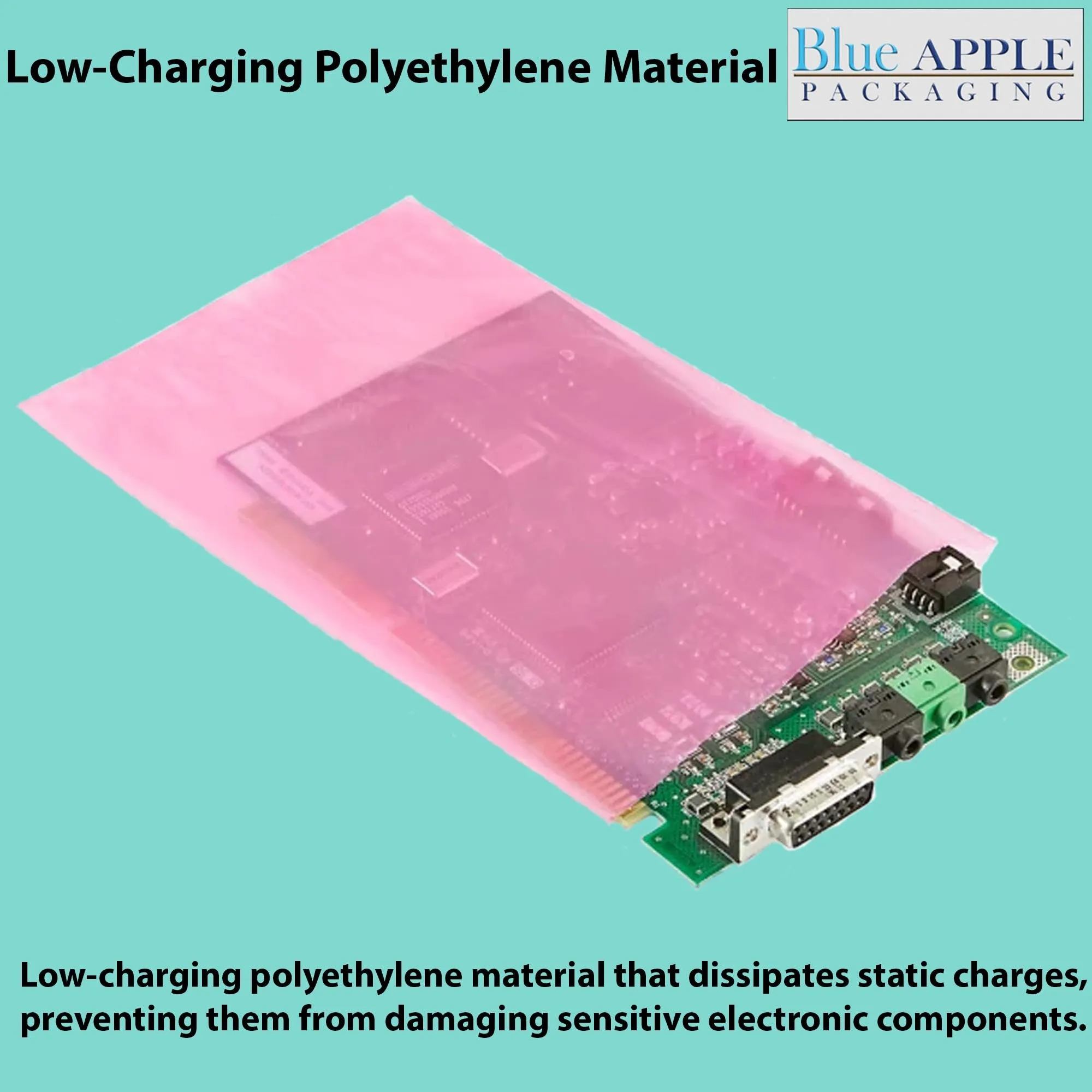 6X12 inches Pink Anti Static Bags 6 Mil Flat