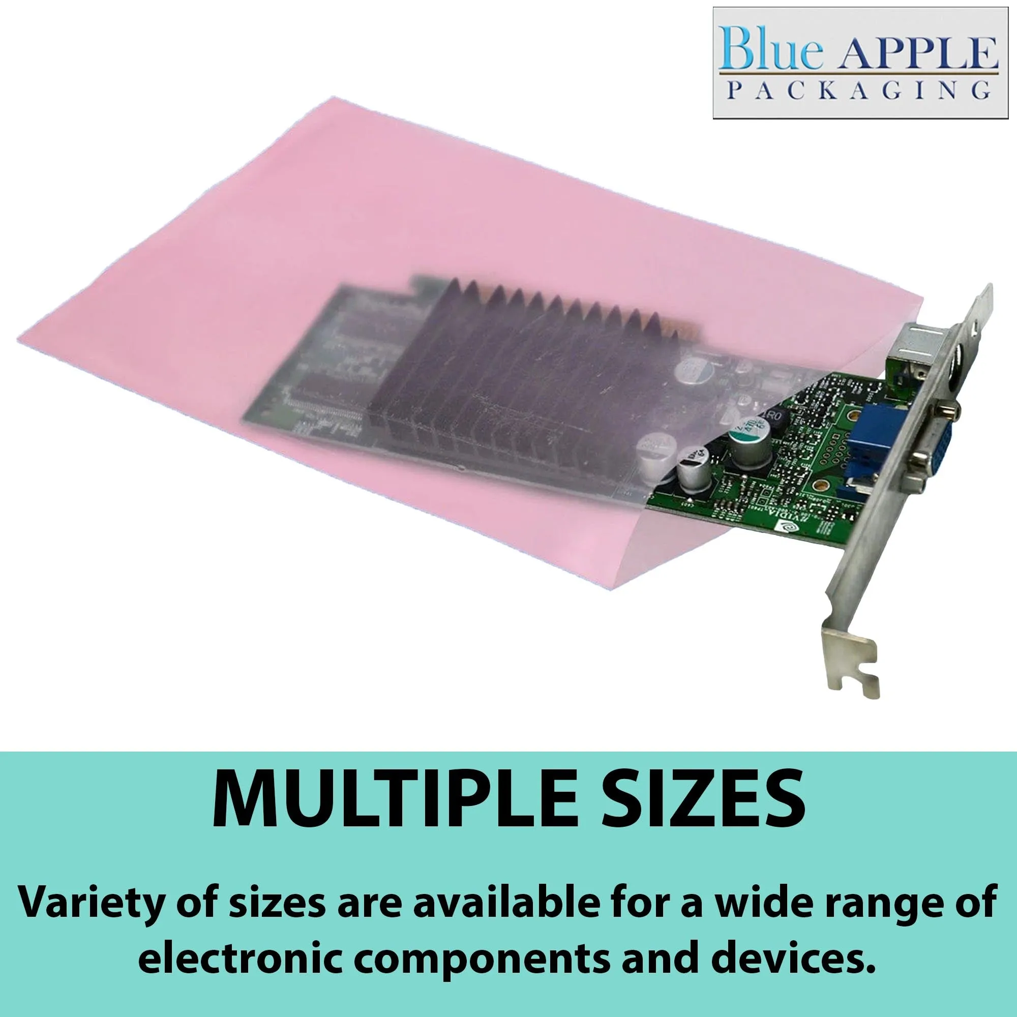 6X12 inches Pink Anti Static Bags 6 Mil Flat