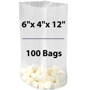 6X4X12 inches Gusseted Poly Bags Clear 1.5 Mil Low Density LDPE