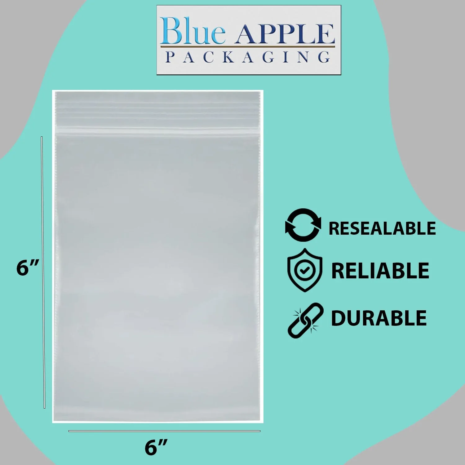 6X6 inches Reclosable Single Line Zipper Poly Bags 4 Mil (LDPE)
