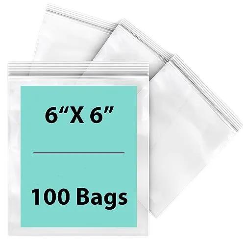6X6 inches Reclosable Single Line Zipper Poly Bags 4 Mil (LDPE)