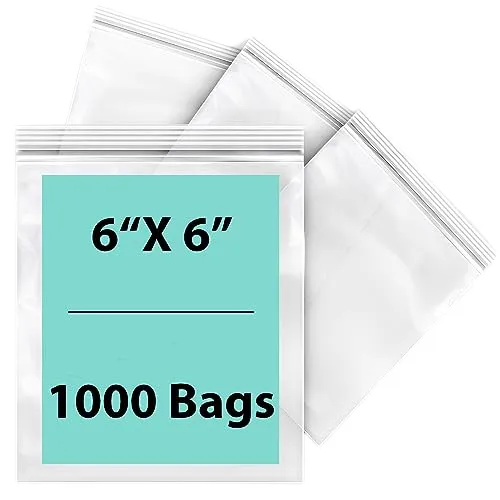 6X6 inches Reclosable Single Line Zipper Poly Bags 4 Mil (LDPE)