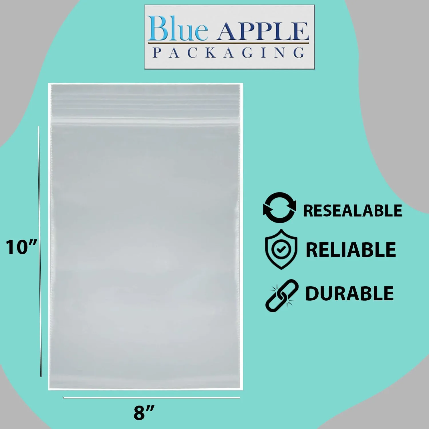 8X10 inches Reclosable Single Line Zipper Poly Bags 4 Mil (LDPE)