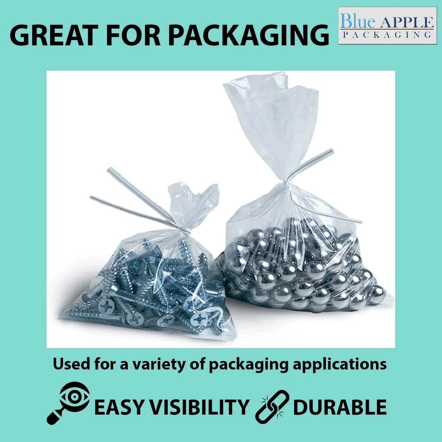 8X12 inches Clear Flat Poly Bags 4Mil Open Top (LDPE)