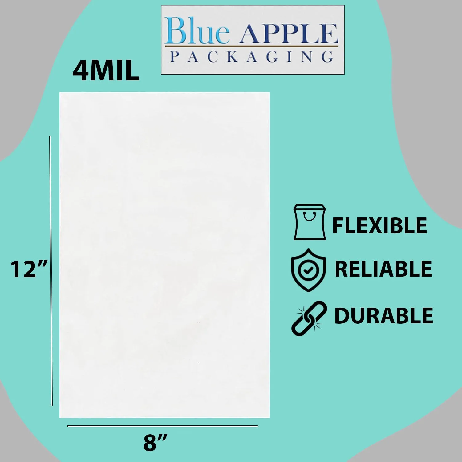 8X12 inches Clear Flat Poly Bags 4Mil Open Top (LDPE)