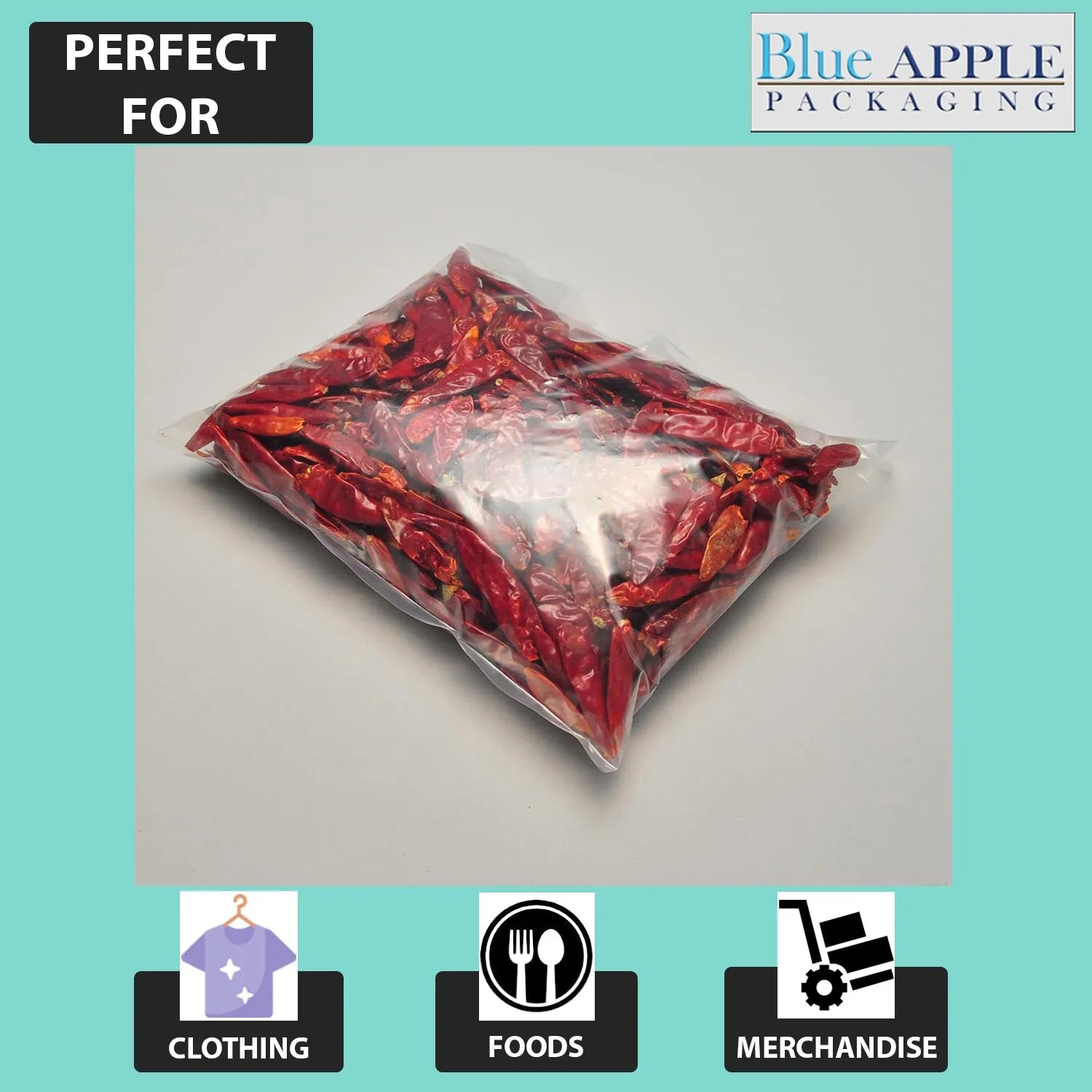 8X12 inches Clear Flat Poly Bags 4Mil Open Top (LDPE)