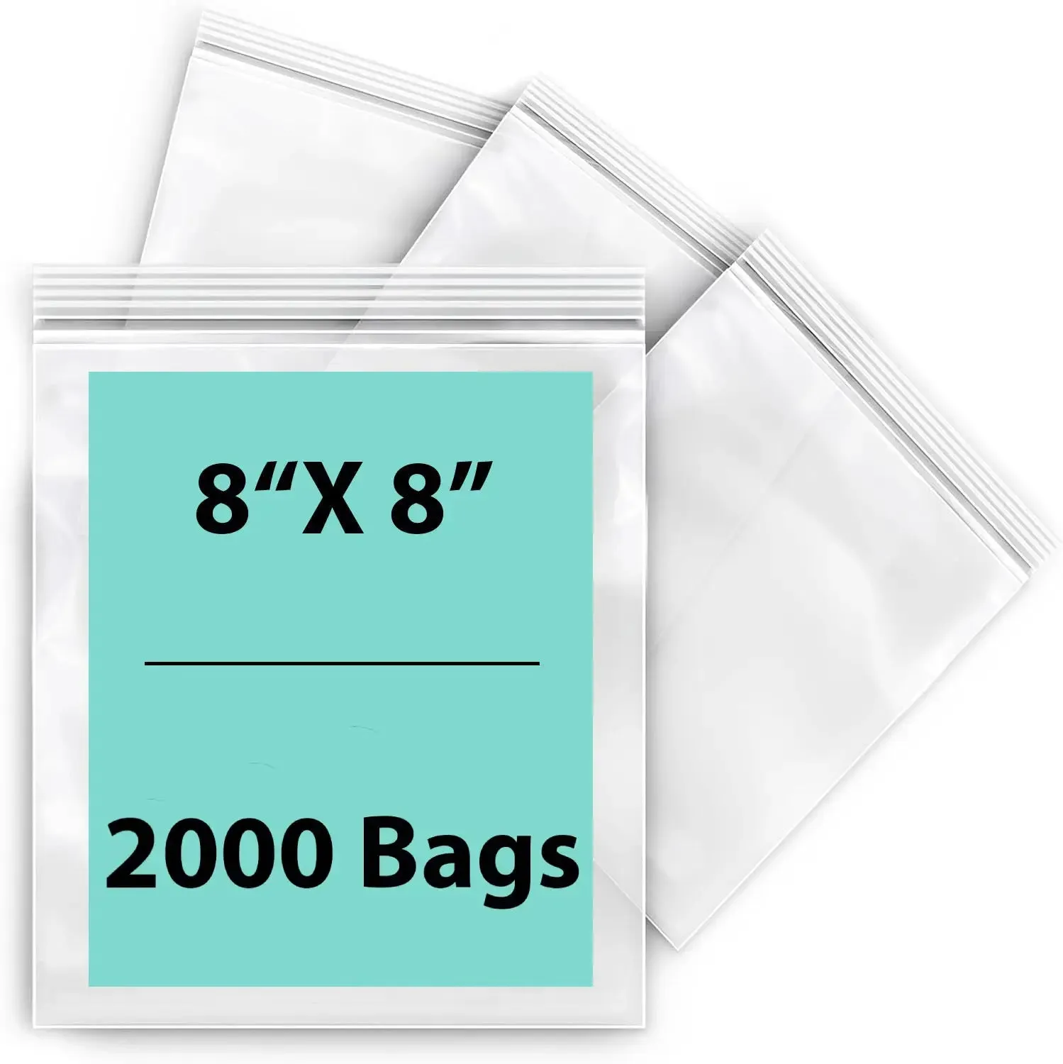 8X8 inches Reclosable Single Line Zipper Poly Bags 4 Mil (LDPE)- Quart Freezer Size