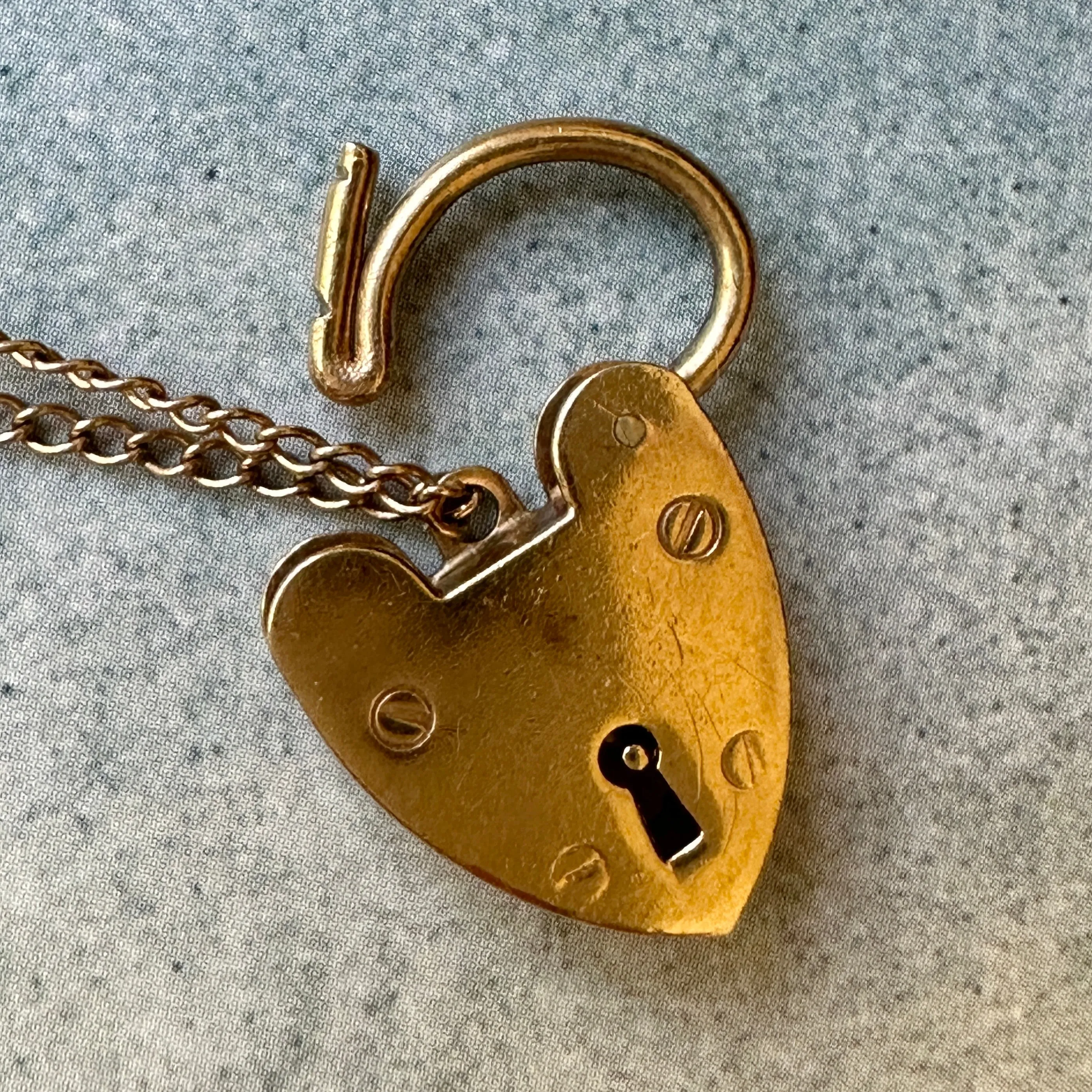 9k Georg Jensen Ltd Hallmarked Heart Padlock and Curb Bracelet