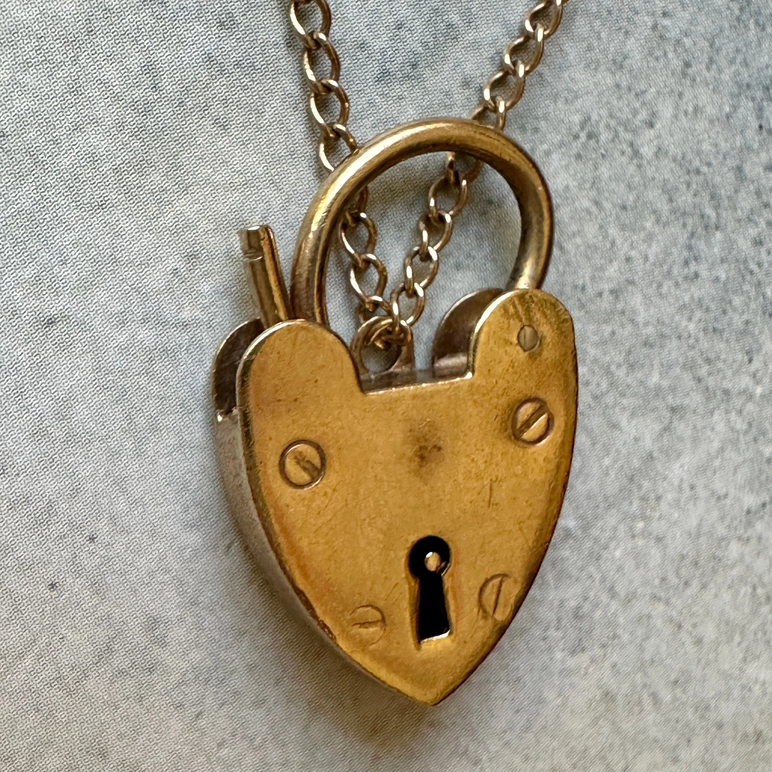 9k Georg Jensen Ltd Hallmarked Heart Padlock and Curb Bracelet
