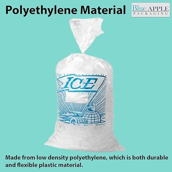 9X3X21 inches Ice Bags/Gusseted Printed 1.2 Mil Metallocene (mPE)