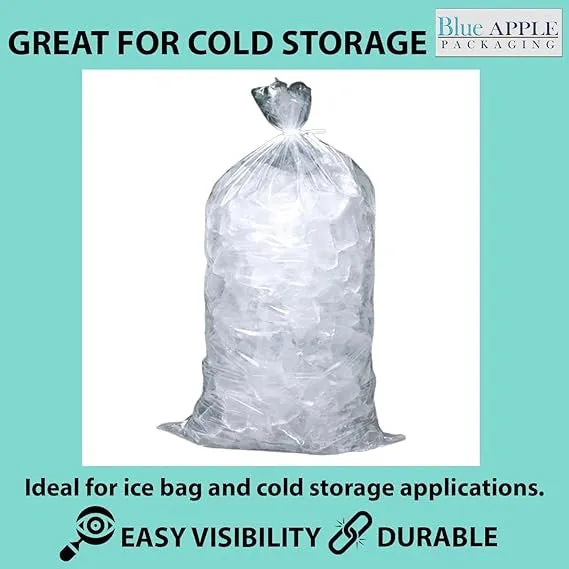 9X3X21 inches Ice Bags/Gusseted Printed 1.2 Mil Metallocene (mPE)