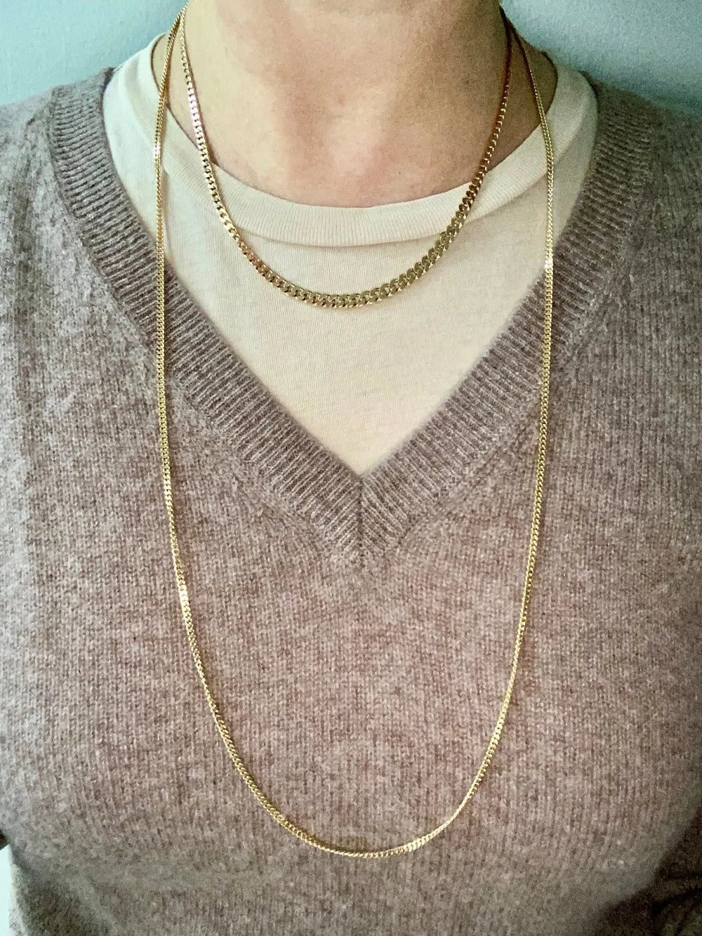 A Classic! - Balestra Italian vintage - 18k gold Long curb chain necklace - 31.3 inch length