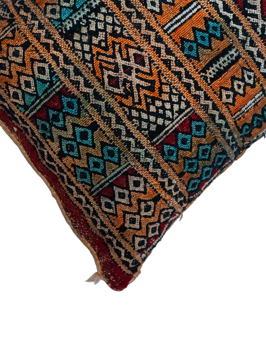 Ain Leuh Vintage Pillow - Copper and Turquoise