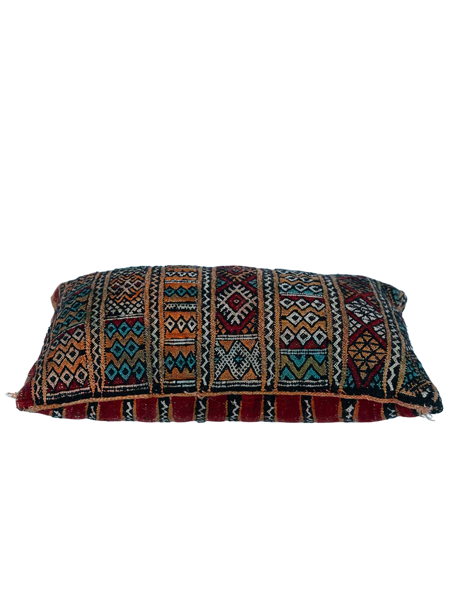 Ain Leuh Vintage Pillow - Copper and Turquoise