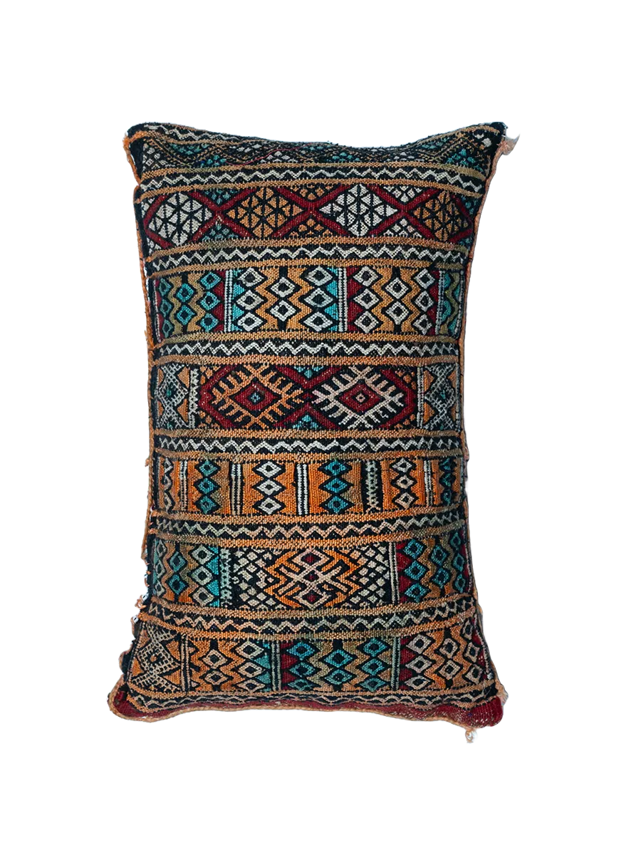 Ain Leuh Vintage Pillow - Copper and Turquoise