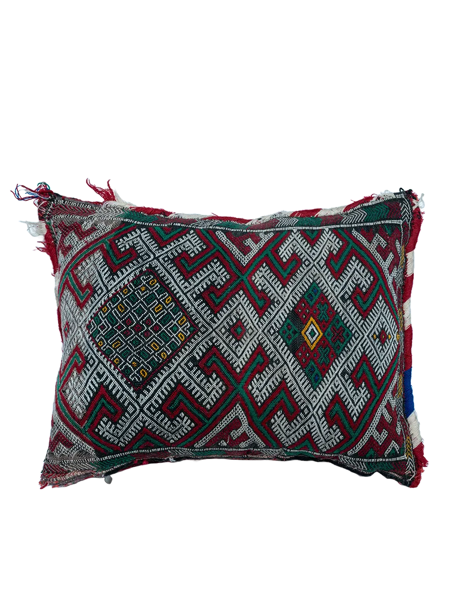 Ain Leuh Vintage Pillow - Forest and Garnet