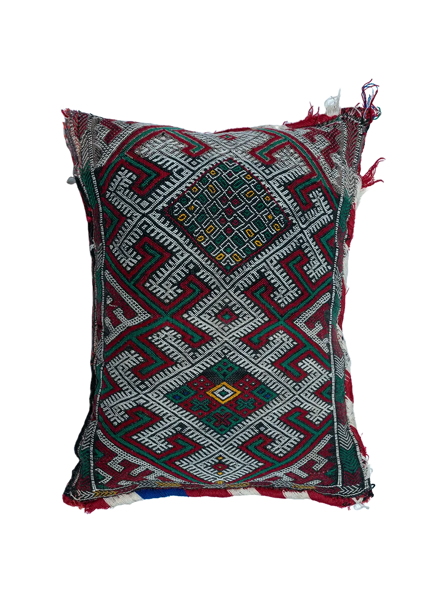 Ain Leuh Vintage Pillow - Forest and Garnet