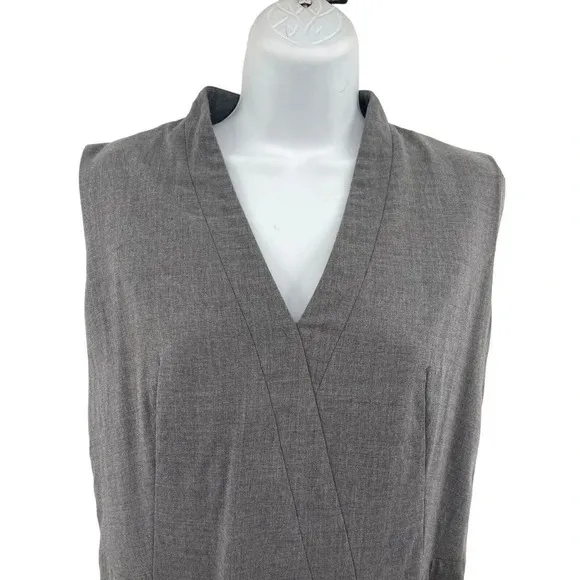 AKRIS Womens Gray Sleeveless V-Neck Wool Sheath Dress Lined Back Zip 8