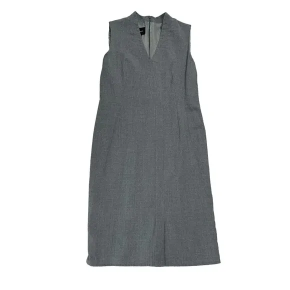 AKRIS Womens Gray Sleeveless V-Neck Wool Sheath Dress Lined Back Zip 8
