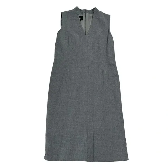AKRIS Womens Gray Sleeveless V-Neck Wool Sheath Dress Lined Back Zip 8