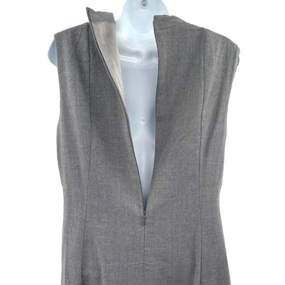 AKRIS Womens Gray Sleeveless V-Neck Wool Sheath Dress Lined Back Zip 8