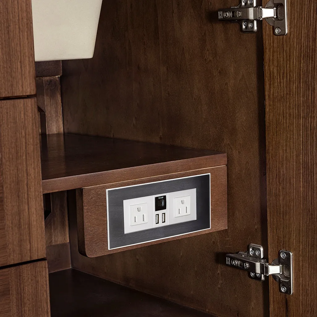 Amberly 6 Drawers And 2 Doors Bathroom Vanity with Solid Surface Sink - Wall Mount - 60" Wood/Walnut