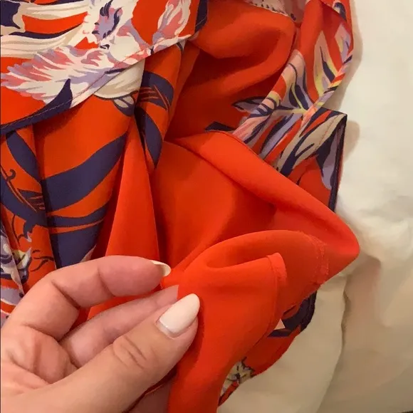 Anthropologie HD in Paris Orange Silk Maxi skirt