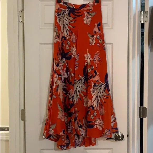 Anthropologie HD in Paris Orange Silk Maxi skirt