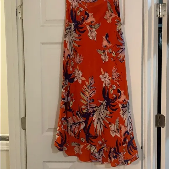 Anthropologie HD in Paris Orange Silk Maxi skirt