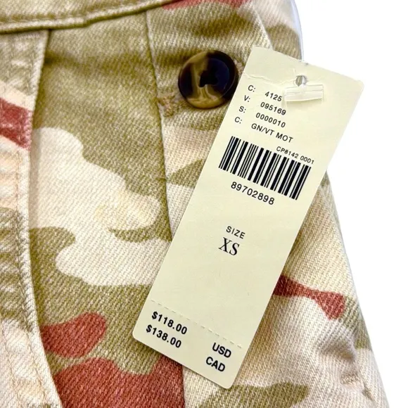 Anthropologie Pilcro Camouflage Camo Flirty Dungaree Overalls Romper Size XS