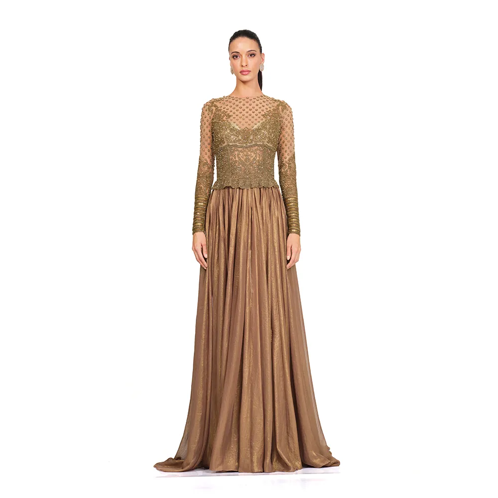 Antique Gold Embroidered Gown