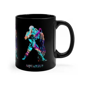 Aquarius Zodiac Sign Black Mug 11oz