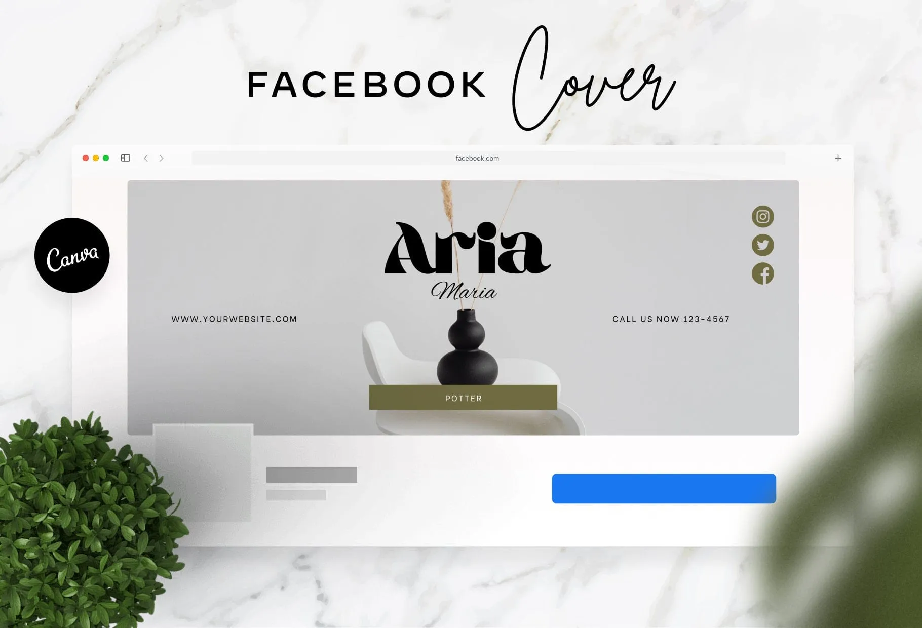 Aria Facebook Cover Canva Template