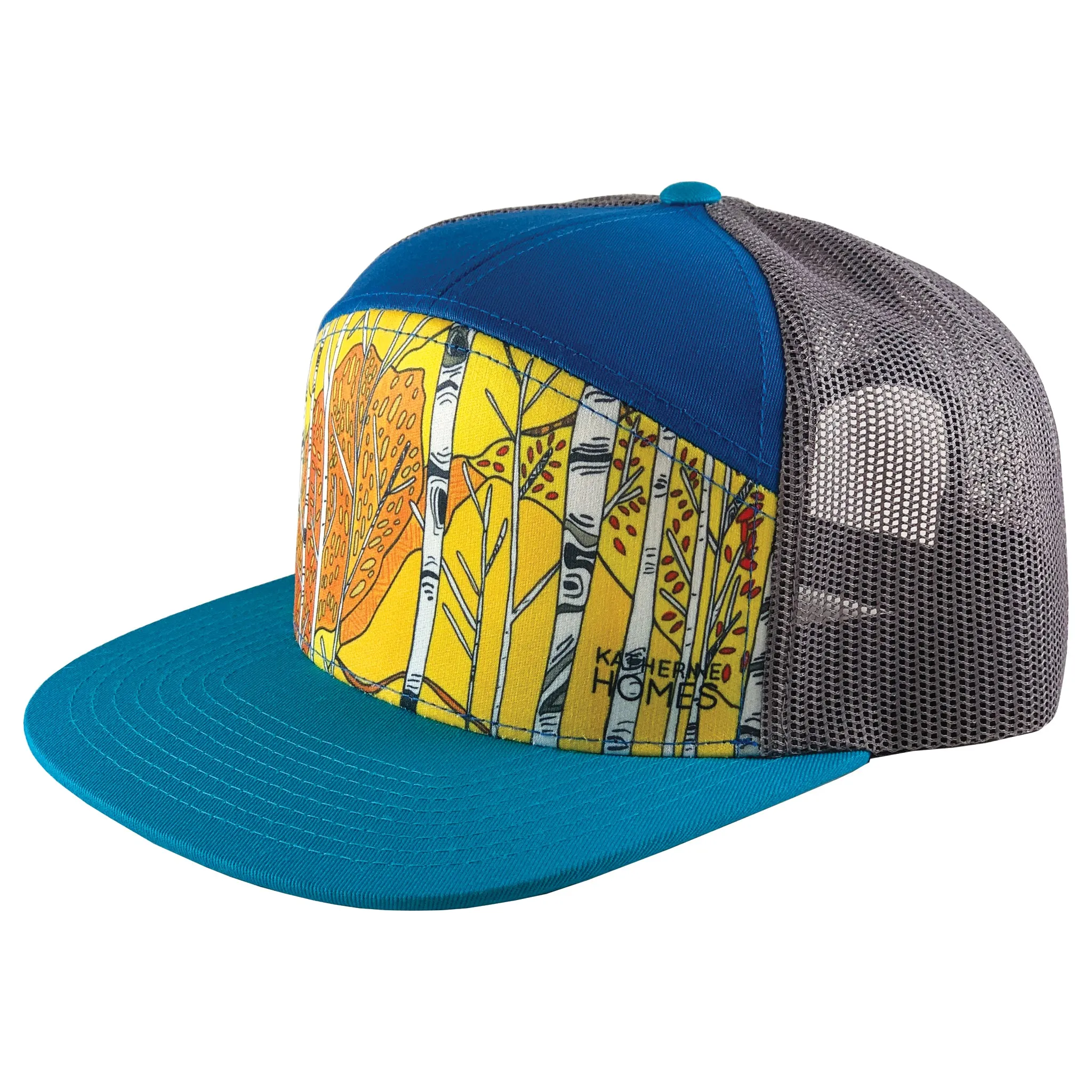 Aspens | 7 Panel Hat | Teal | Blue | Grey 100% Recycled Mesh