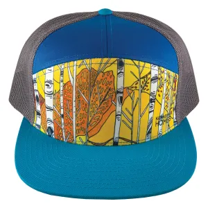 Aspens | 7 Panel Hat | Teal | Blue | Grey 100% Recycled Mesh