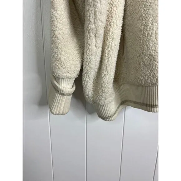 Athleta Tugga Sherpa Cream Jacket Gold Glitter Trim Size 3X NWOT
