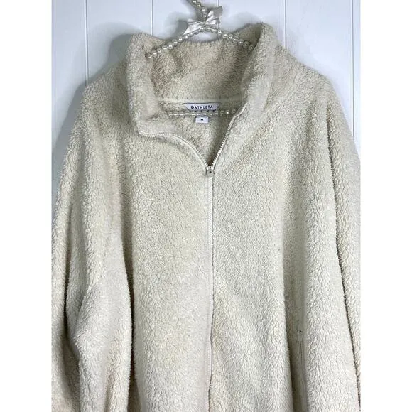 Athleta Tugga Sherpa Cream Jacket Gold Glitter Trim Size 3X NWOT