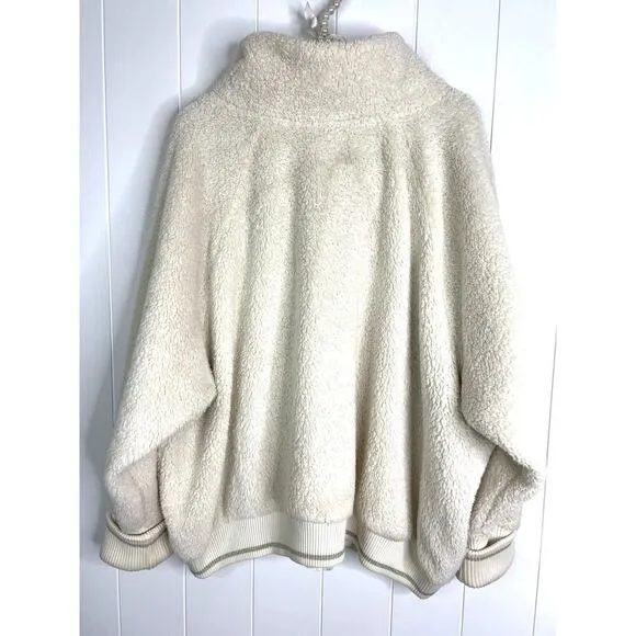 Athleta Tugga Sherpa Cream Jacket Gold Glitter Trim Size 3X NWOT