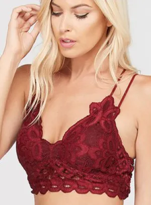 AXEL LACE STRAPPY BRALETTE BURGUNDY-