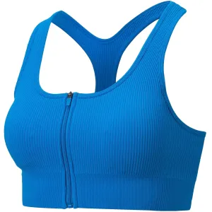 Bailey Blue Full-Zip Rib Knit Sports Bra