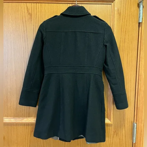Banana Republic Italian Fabric Wool Peacoat Pea Coat Jacket Winter Black Gray S