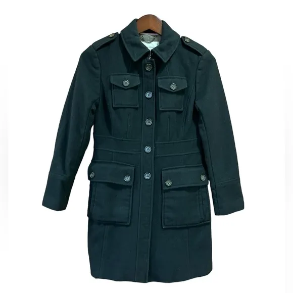 Banana Republic Italian Fabric Wool Peacoat Pea Coat Jacket Winter Black Gray S