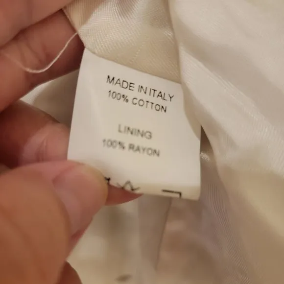 Barneys New York Italian Cotton Blazer Jacket Sz 42 US 8 White Brown Black Print