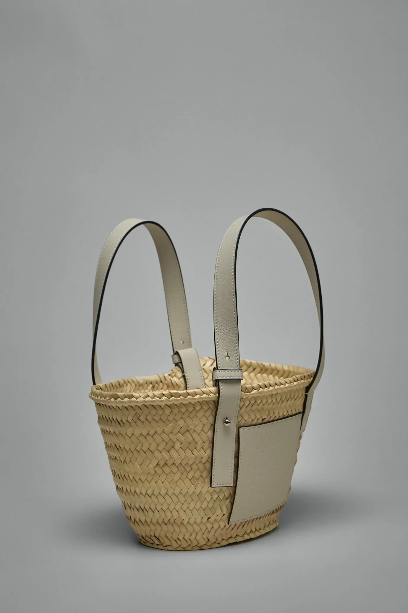 Basket Bag in Palm Leaf and Calfskin
