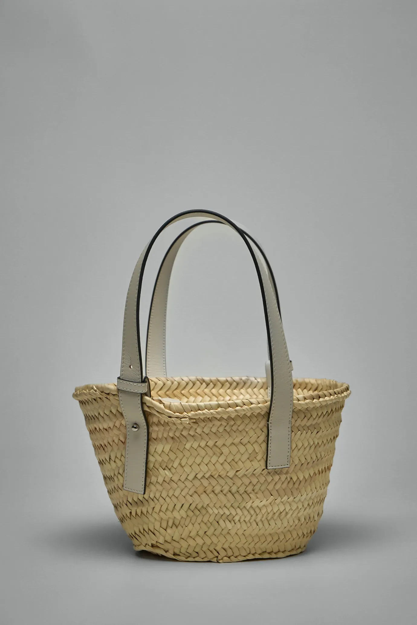Basket Bag in Palm Leaf and Calfskin