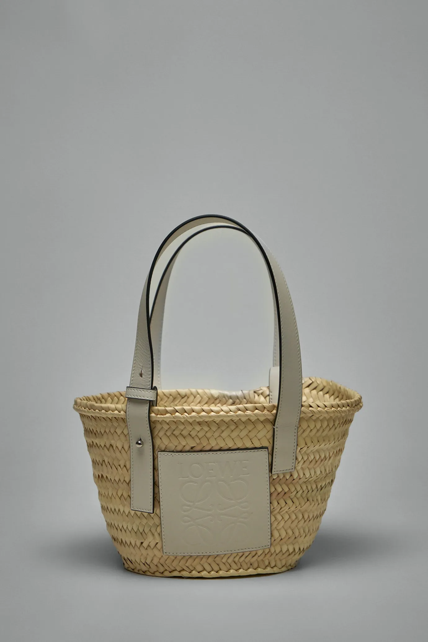 Basket Bag in Palm Leaf and Calfskin
